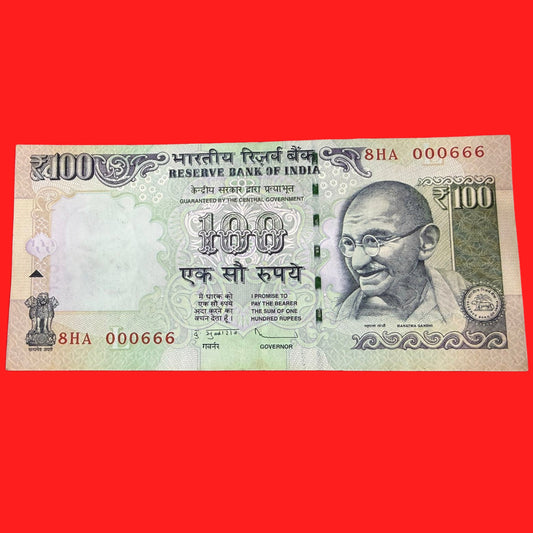 Rs 100 Old 000666 Super Lower 666 number Collectible - Collection Bazzar