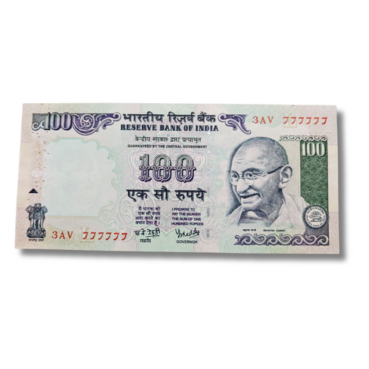 Rs. 100 Note Super Fancy Number Old Issue Note 777777 number Without Year Governor Name Y. V. Reddy - Collection Bazzar