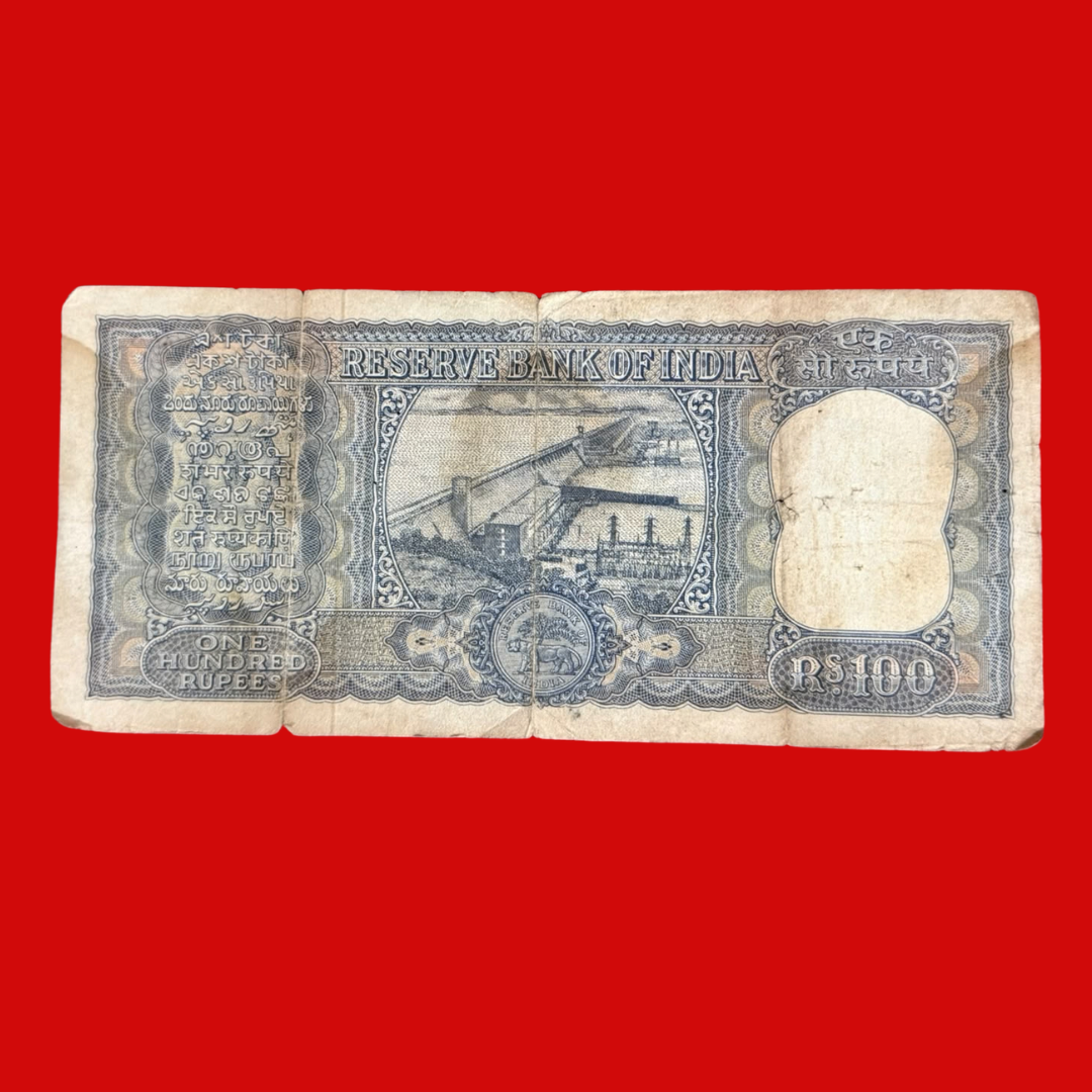 Rs 100 Old Note Diamond Issue Governor PC Bhattacharya Rare - Collection Bazzar