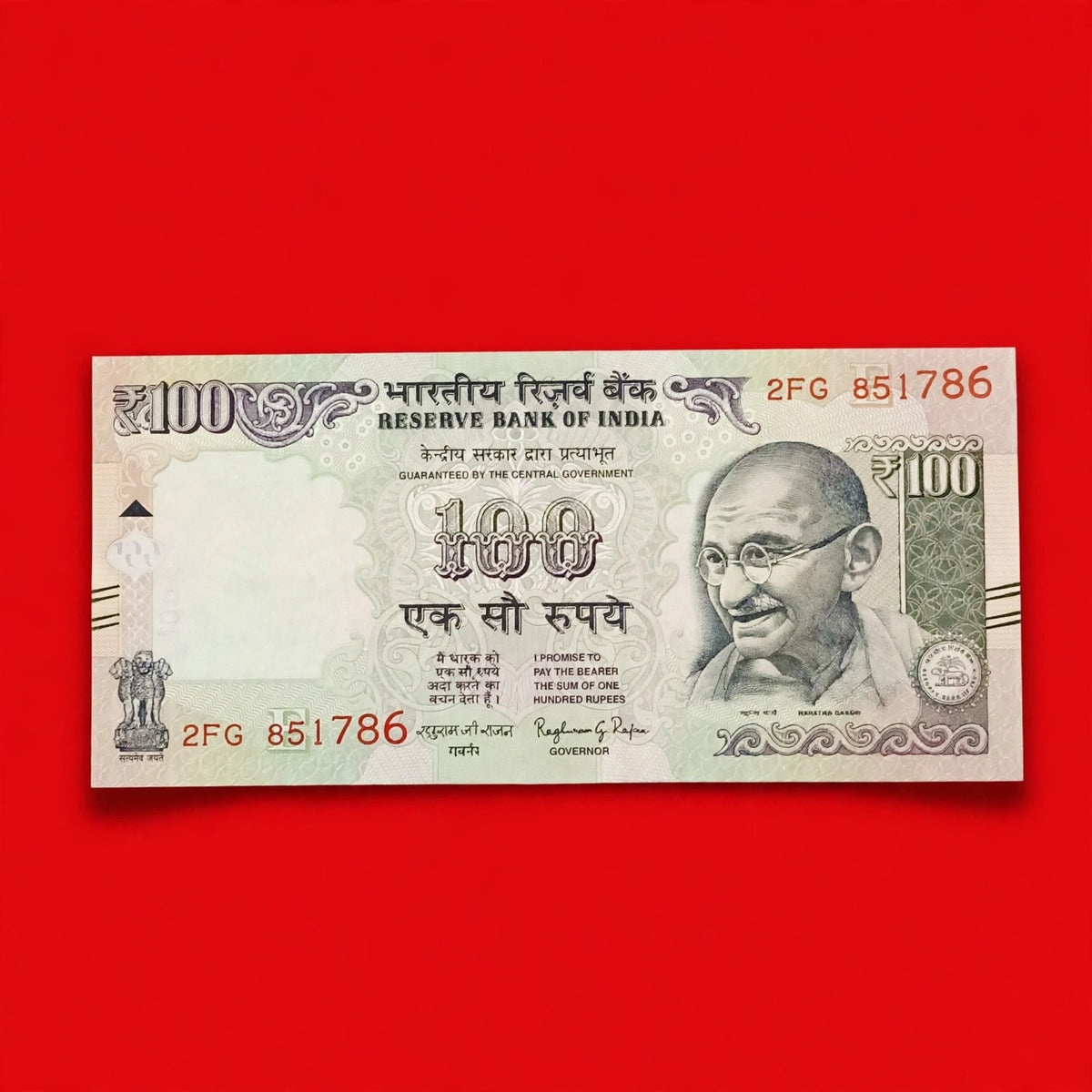 Rs 100 Old with Brail 851786 Ending 786 Gov Raghuram Rajan - Collection Bazzar