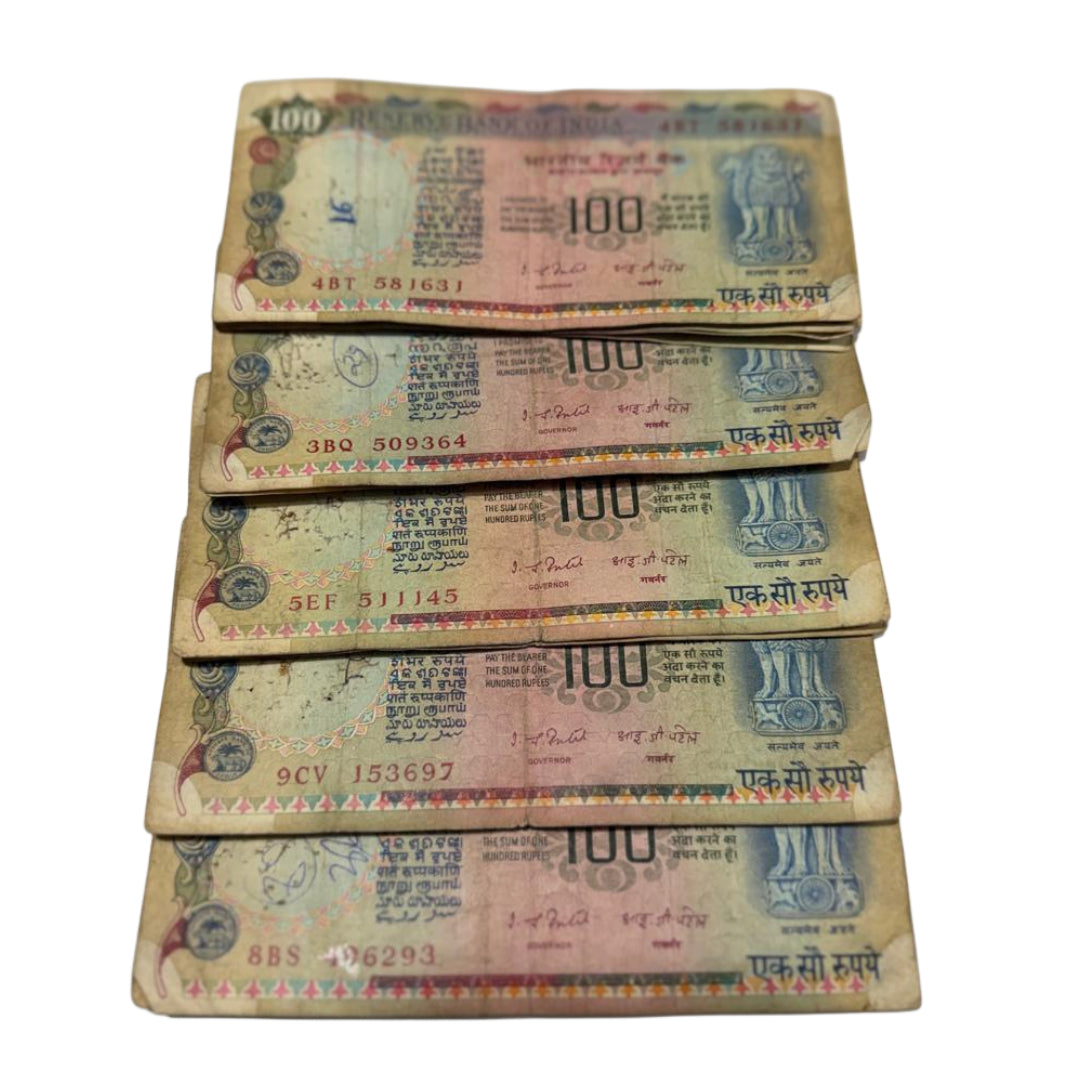 Rs 100 Pink Beauty Each Note ₹300 Governor I G Patel Rare Collectible Item - Collection Bazzar