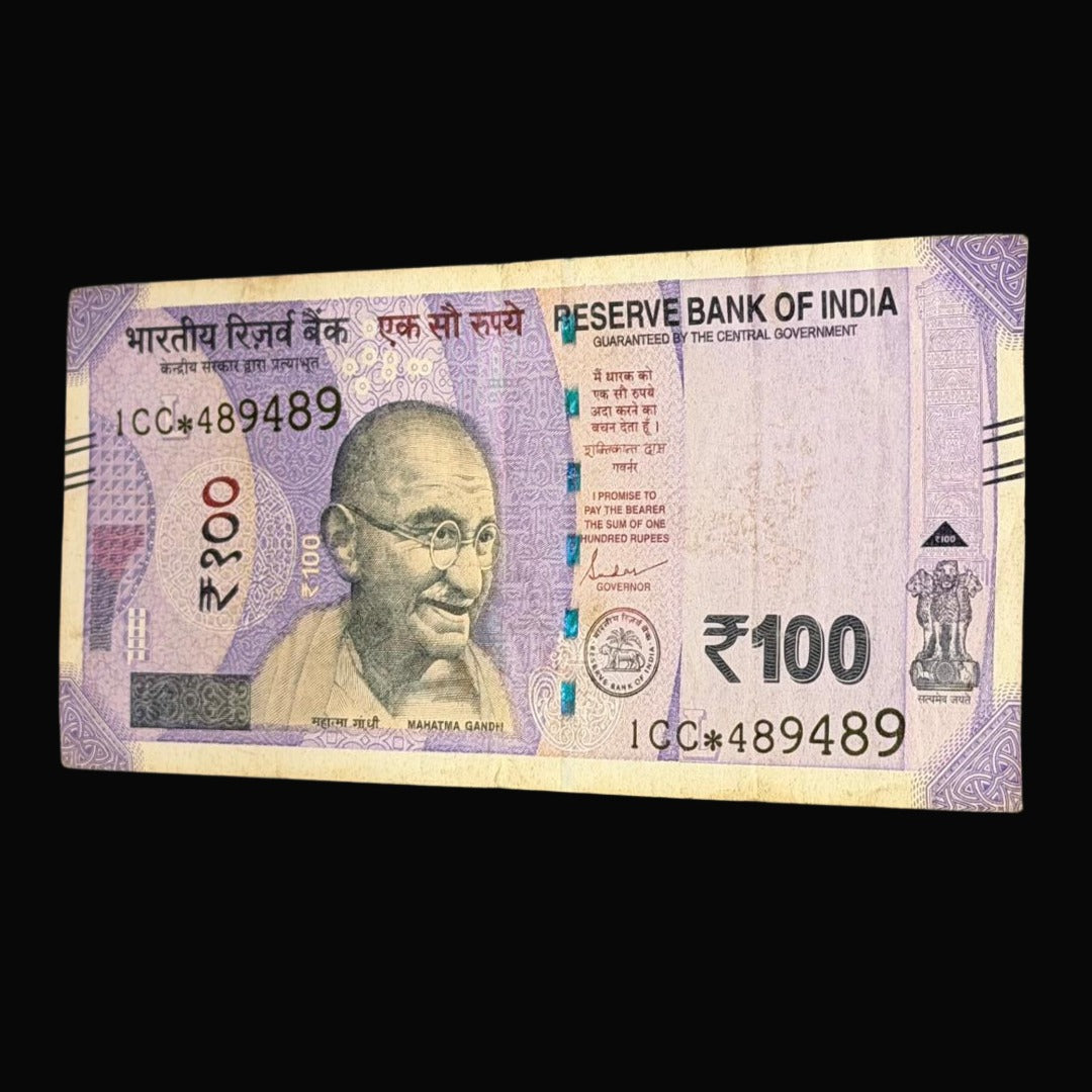Rs 100 Star Note 489489 Doubling Number Rare Collectible - Collection Bazzar
