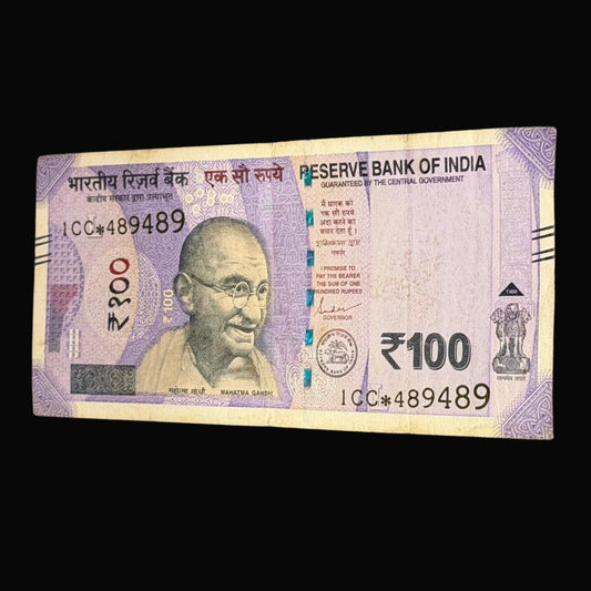 Rs 100 Star Note 489489 Doubling Number Rare Collectible - Collection Bazzar