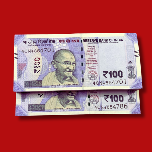 Rs 100 Star Note Packet 854701 Include 854786 - 100 Notes Rare - Collection Bazzar