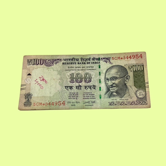 Rs 100 Star Note Serial 344954 Signed by Urjit Patel Rare Collectible - Collection Bazzar