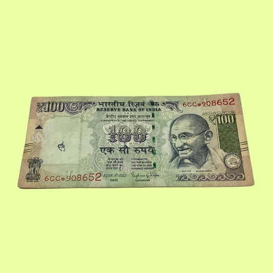 Rs 100 Star Note Serial 908652 Signed by Raghuram rajan Rare Collectible - Collection Bazzar