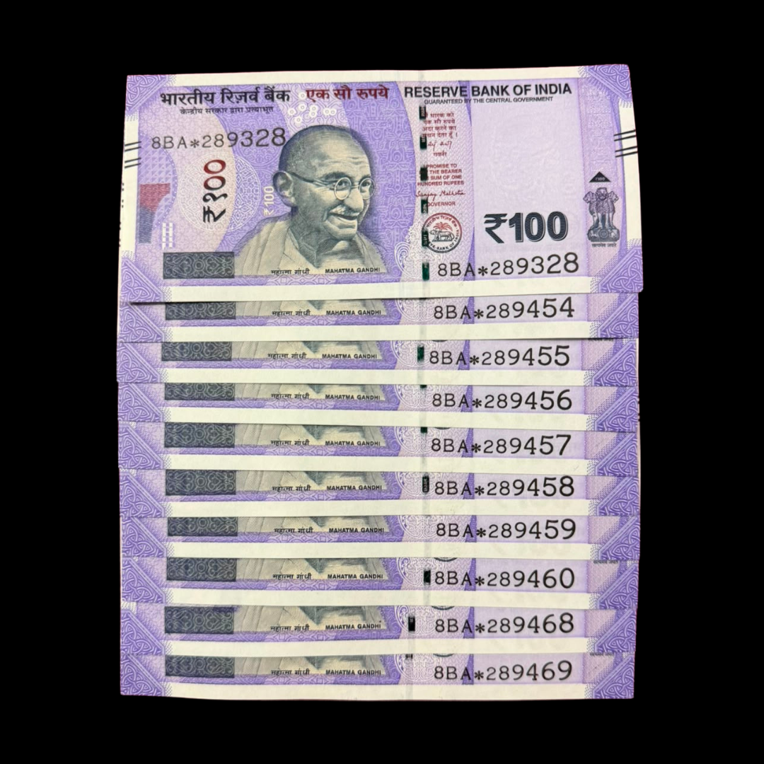 Rs 100 Star Note Set of 10 289328-289469 Sanjay Malhotra - Collection Bazzar
