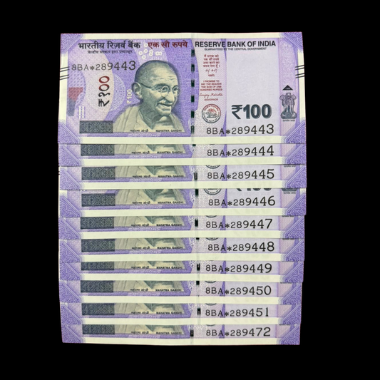 Rs 100 Star Note Set of 10 289443-289472 Sanjay Malhotra - Collection Bazzar
