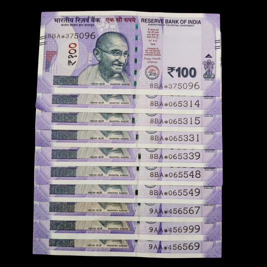 Rs 100 Star Notes 10 Set Lot Rare Collectible - Collection Bazzar