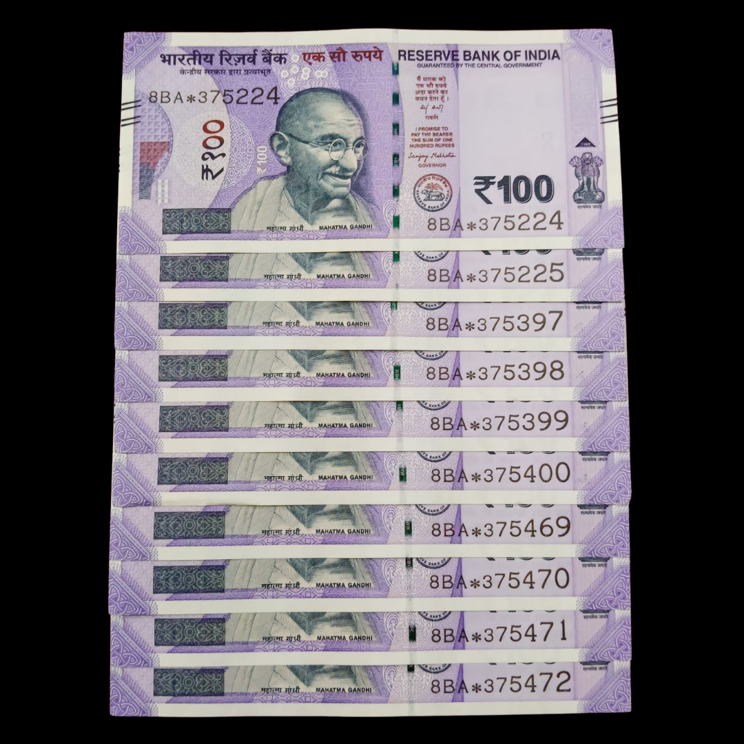 Rs 100 Star Notes 10 Set Lot Rare Collectible - Collection Bazzar