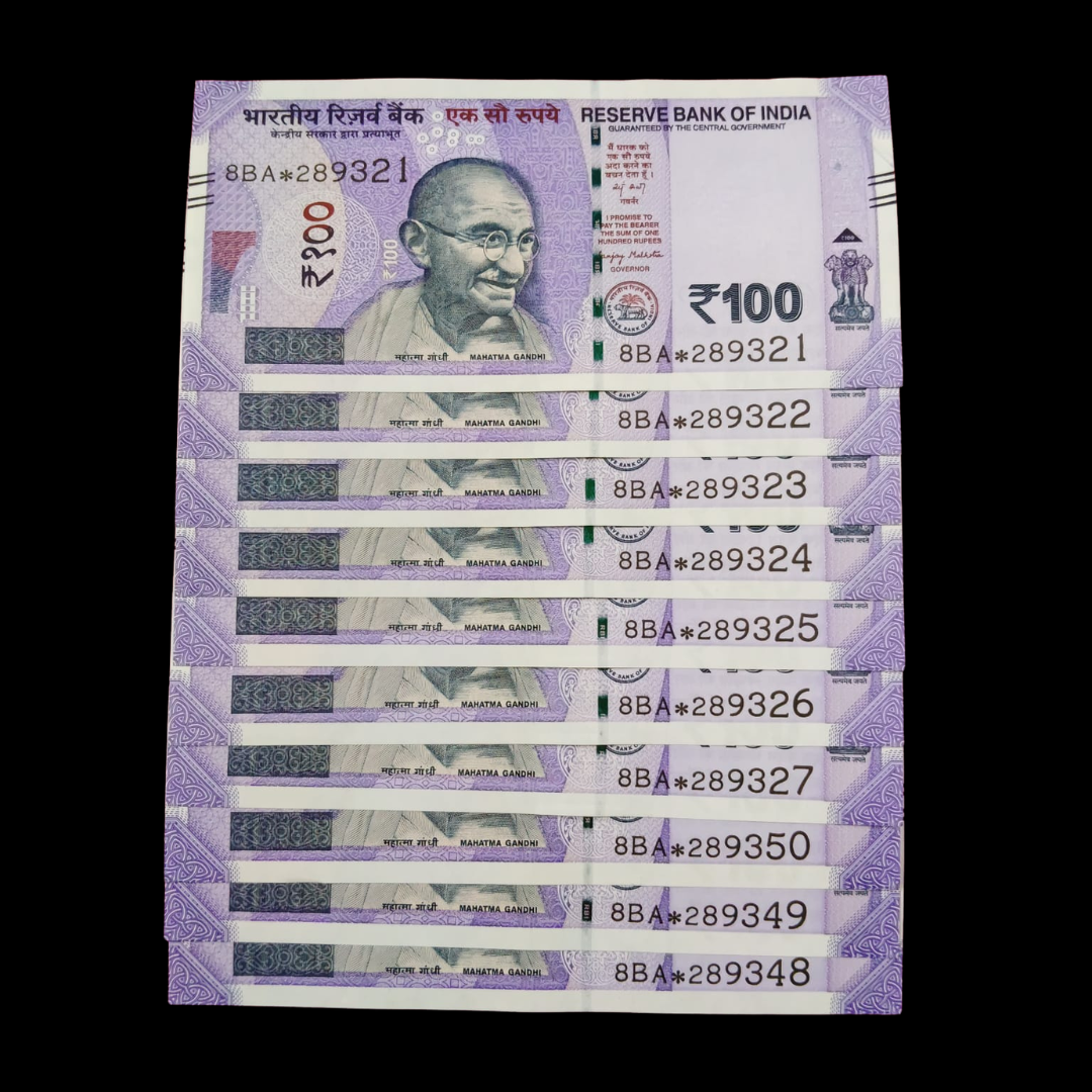 Rs 100 Star Notes 10 Set Lot Rare Collectible - Collection Bazzar