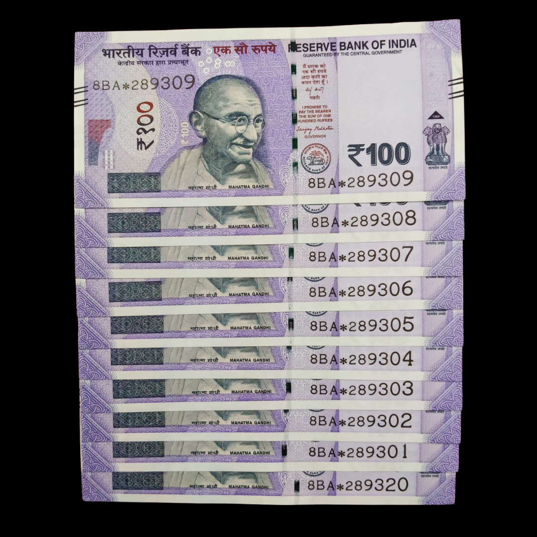Rs 100 Star Notes 10 Set Lot Rare Collectible - Collection Bazzar