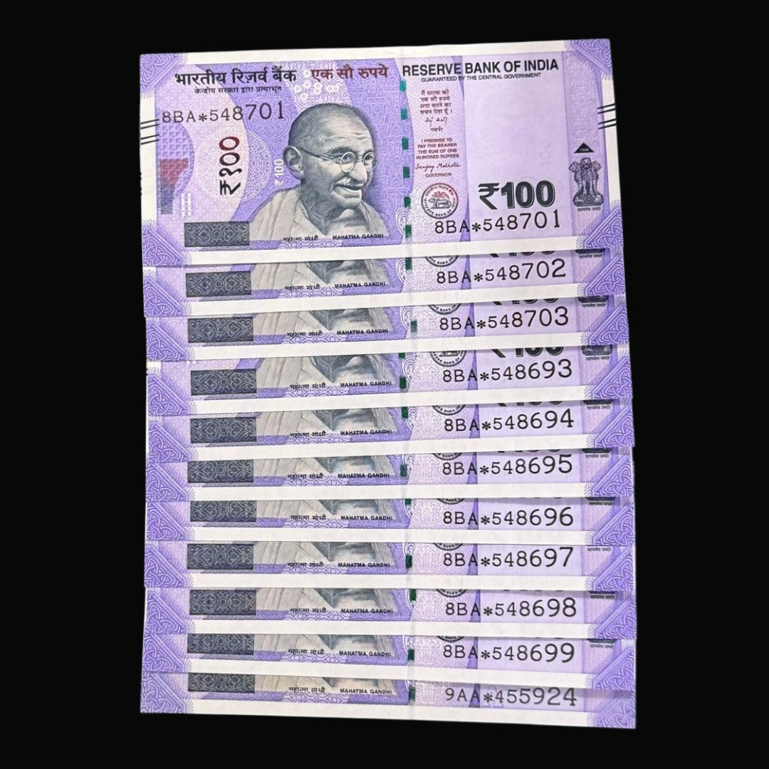 Rs 100 Star Notes 10 note Lot  year 2025 - Collection Bazzar