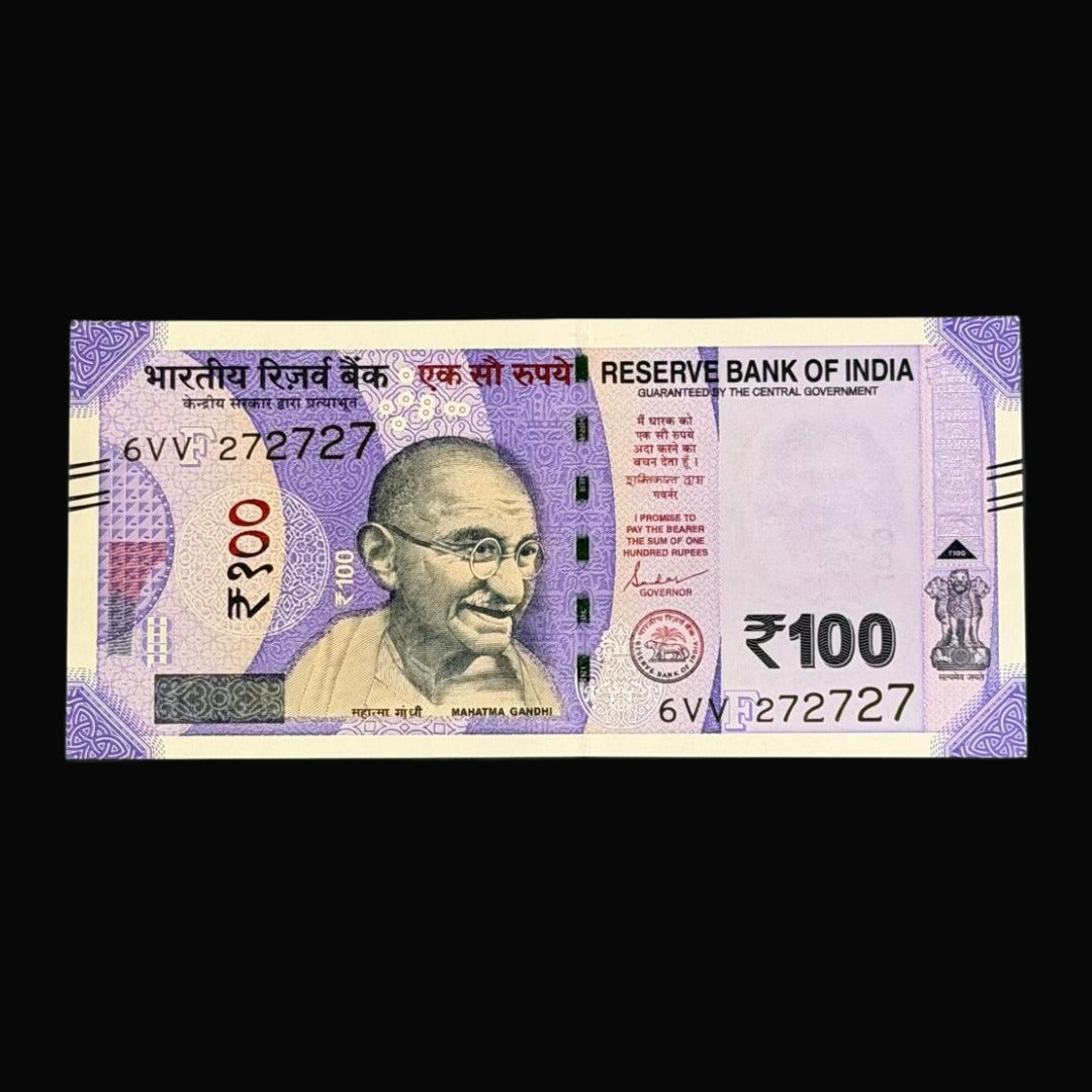 Rs 100 Tripling Number 272727 Serial Note Rare Collectible - Collection Bazzar