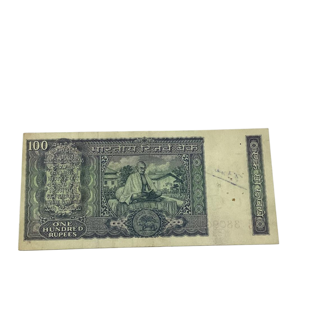 Rs 100 fafda 380903 back side gandhiji governor b n adrakar rare collectible - Collection Bazzar