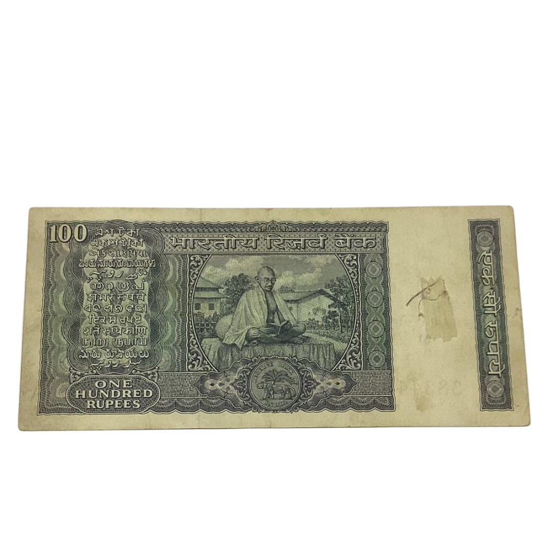 Rs 100 fafda 383446 back side gandhi ji governor l k jha rare collectible - Collection Bazzar