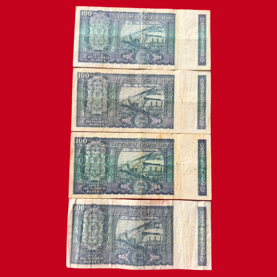 Rs 100 White Strip Note 4 Governors Set Extremely Rare - Collection Bazzar