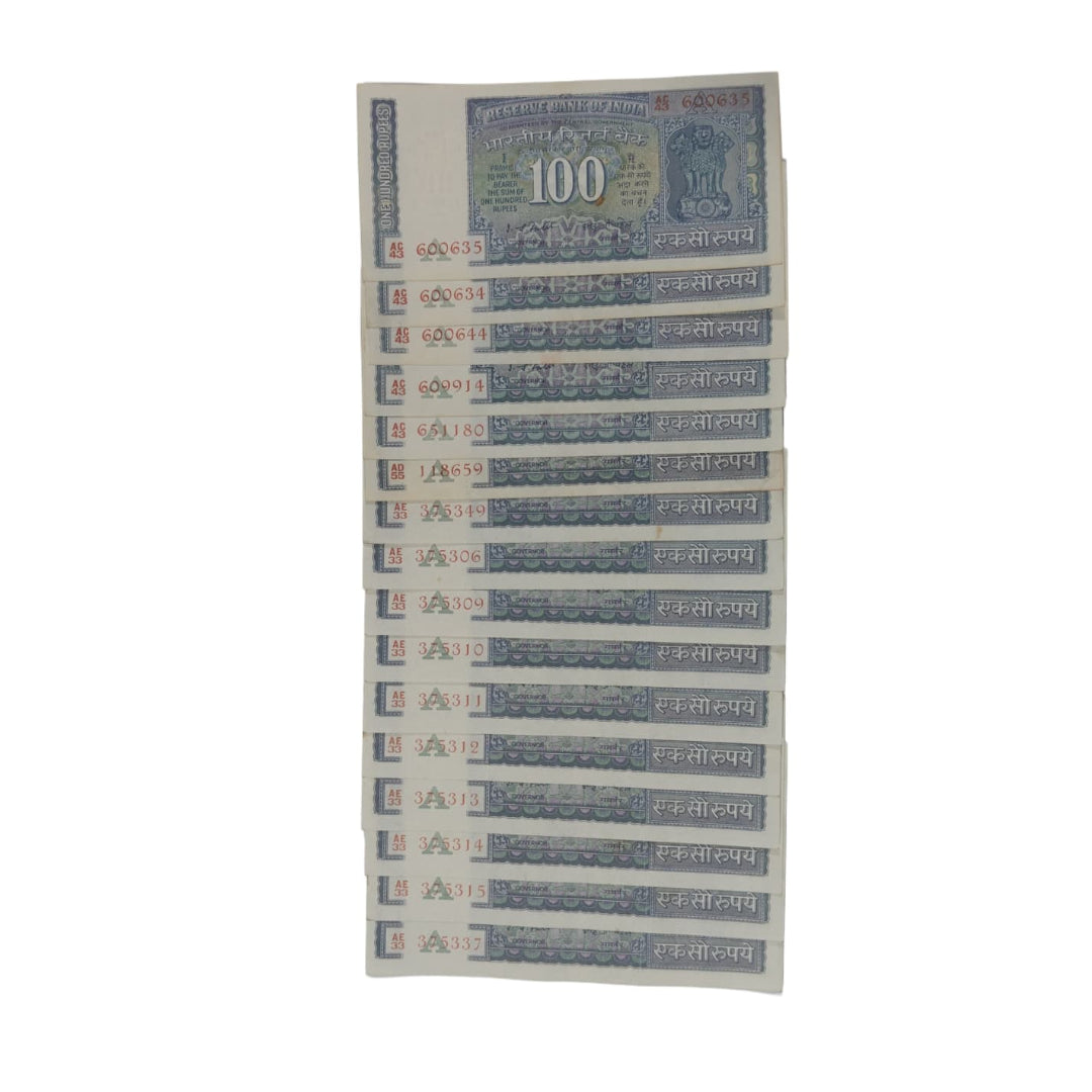 Rs 100 White strip Note sign by IG Patel Rare each note given for 1300/- - Collection Bazzar