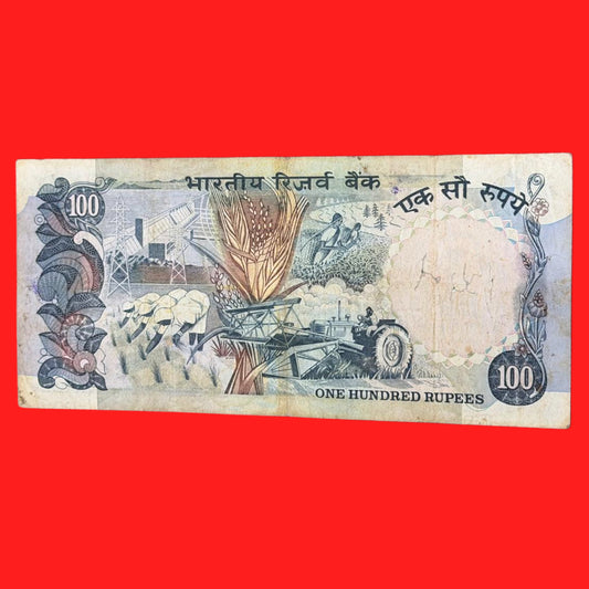 Rs 100 cobalt issue rare and vintage gov S jagganath note serial 6AB 335608 - Collection Bazzar