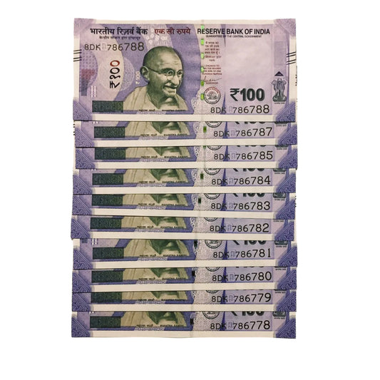 Rs 100 note 786778-786788 holy bismillah number each note 200 gov shaktikant das collectible - Collection Bazzar