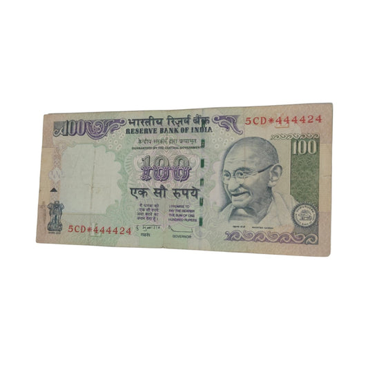 Rs 100 note Serial Star note 444424 | D Subbarao Rare Collectible Items - Collection Bazzar