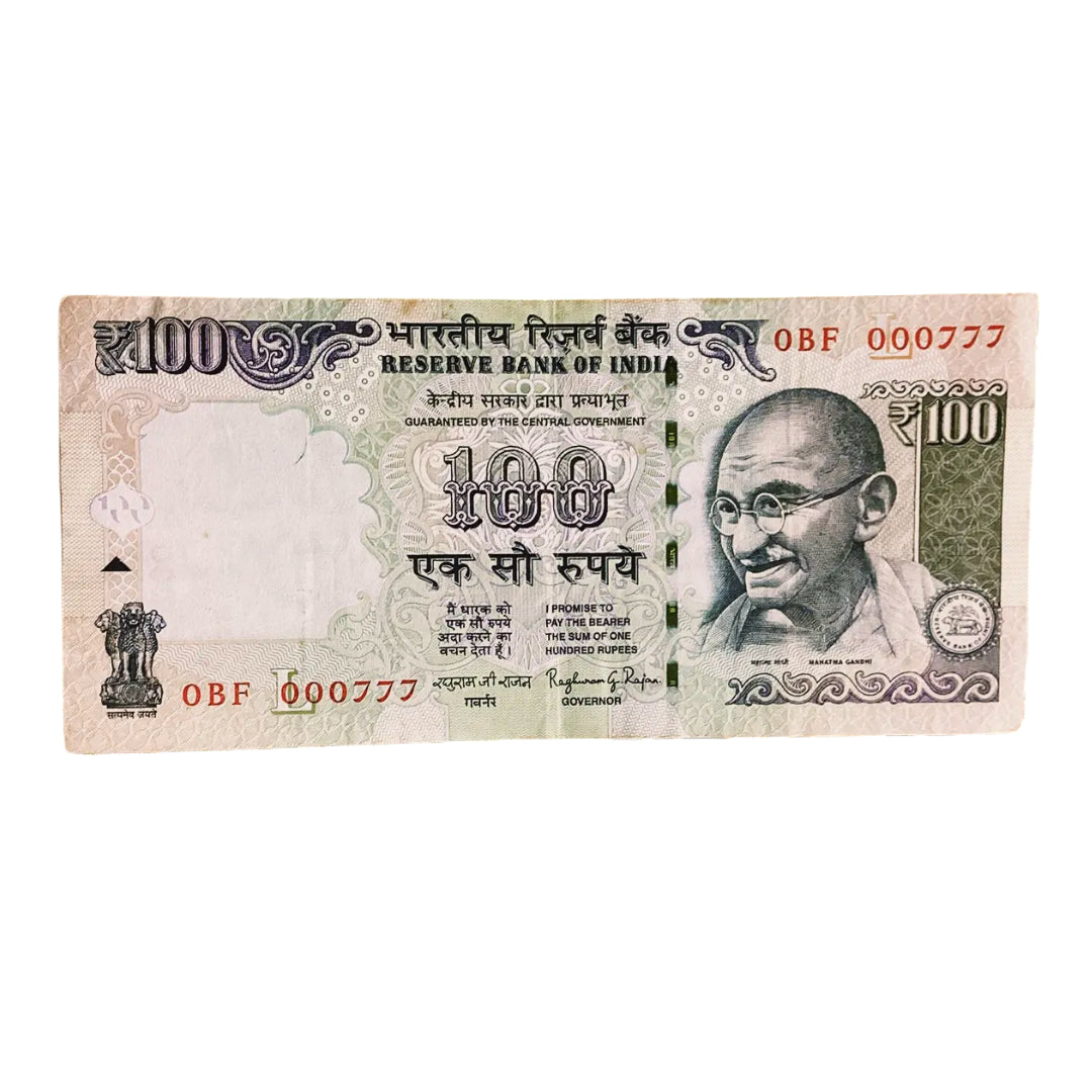 Rs 100 old 000777 james bond number rare collectible - Collection Bazzar