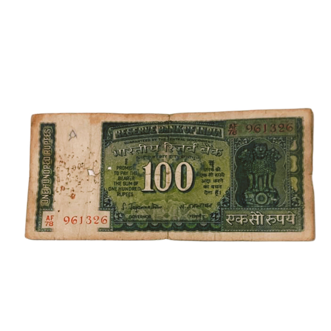 Rs 100 old note 961326 governor s jaganathan rare collectible - Collection Bazzar