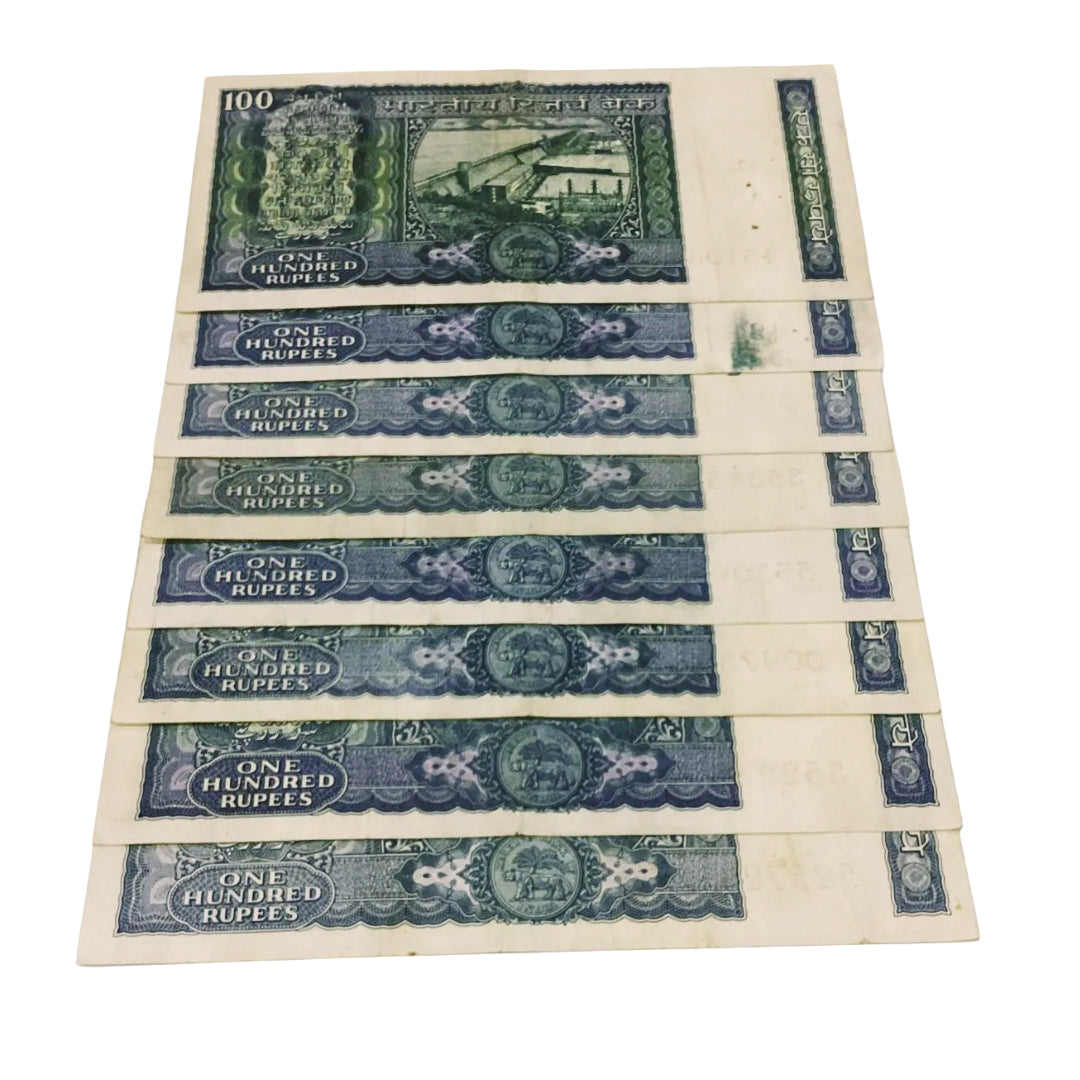 Rs 100 old white strip note lot governor each note 1600 m narshiman rare collectible - Collection Bazzar
