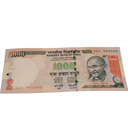 Rs 1000 fancy number all 999999 rare governor YV Reddy sign 2007 year - Collection Bazzar
