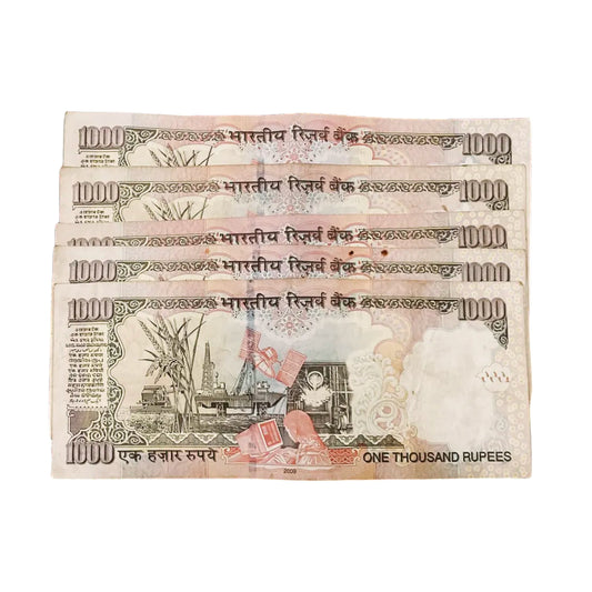 Rs 1000 note governor subbarao  rare collectible 5 pis - Collection Bazzar