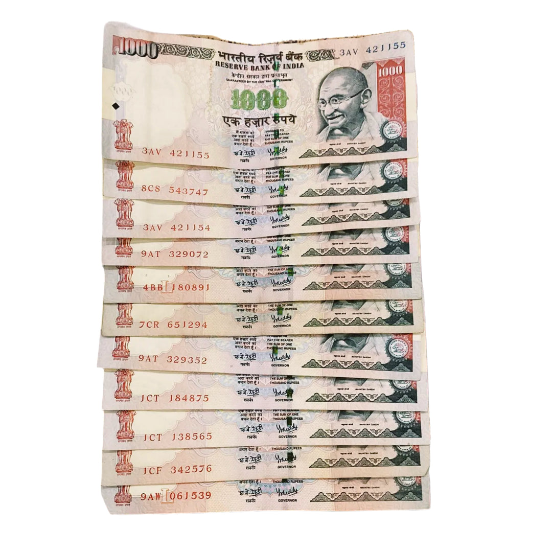 Rs 1000 note governor y v reddy rare collectible 10 pis lot - Collection Bazzar