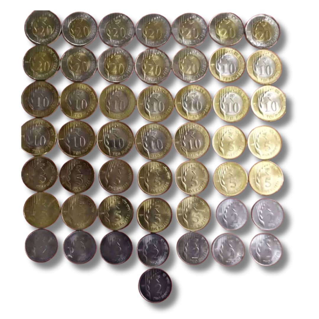 Rs 2, 5, 10 And 20 Raindrop Issue Scarce & Rare Coin Include 50 Coins Set - Collection Bazzar