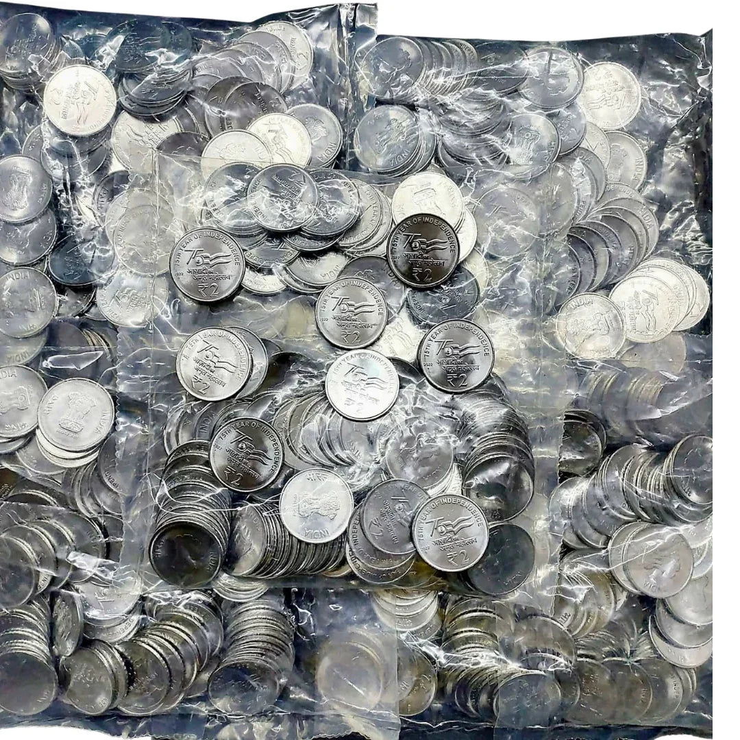 Collectible 2 rupee Azadi Ka Amrit Mahotsav commemorative coins in mint sealed packets
