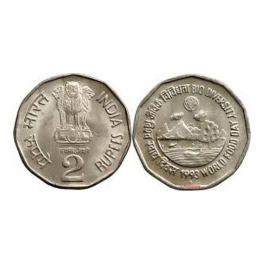 Rs 2 coin bio diversity world food day collectible - Collection Bazzar