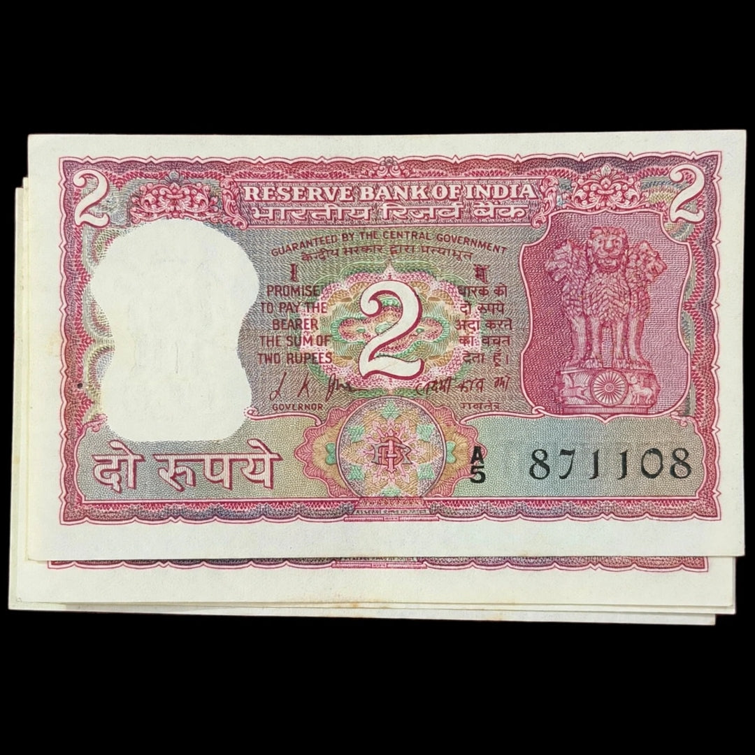 Rs 2 Gandhi ji Reading Books Governor L K Jha Each Note Price - Collection Bazzar