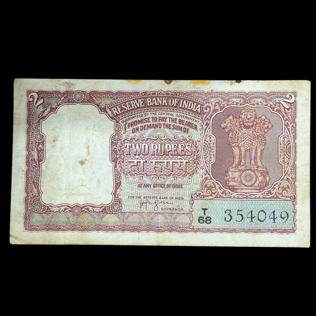Rs 2 Half Tiger Red Note Governor Hvr Iyenger Rare Collectible - Collection Bazzar