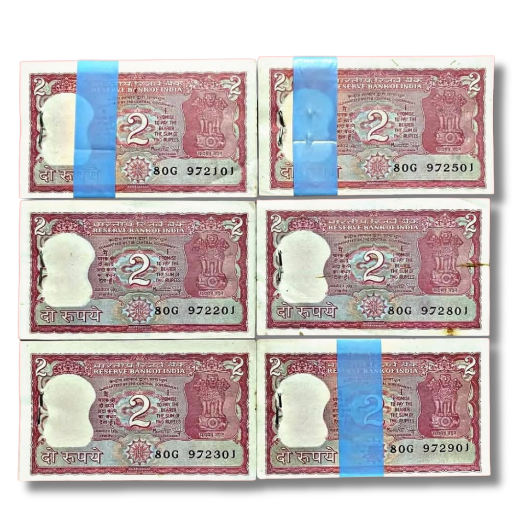 Rs 2 rare serial note packet Governor Dr Manmohan Singh excellent condition collectible India
