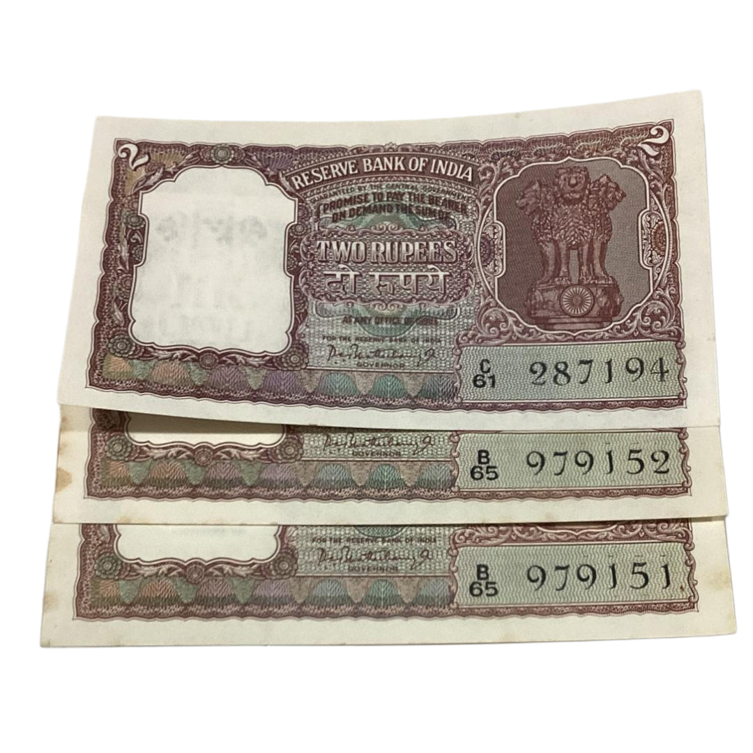 Rs 2 Note Each Price ₹1100 Governor p c bhattacharya rare collectible - Collection Bazzar