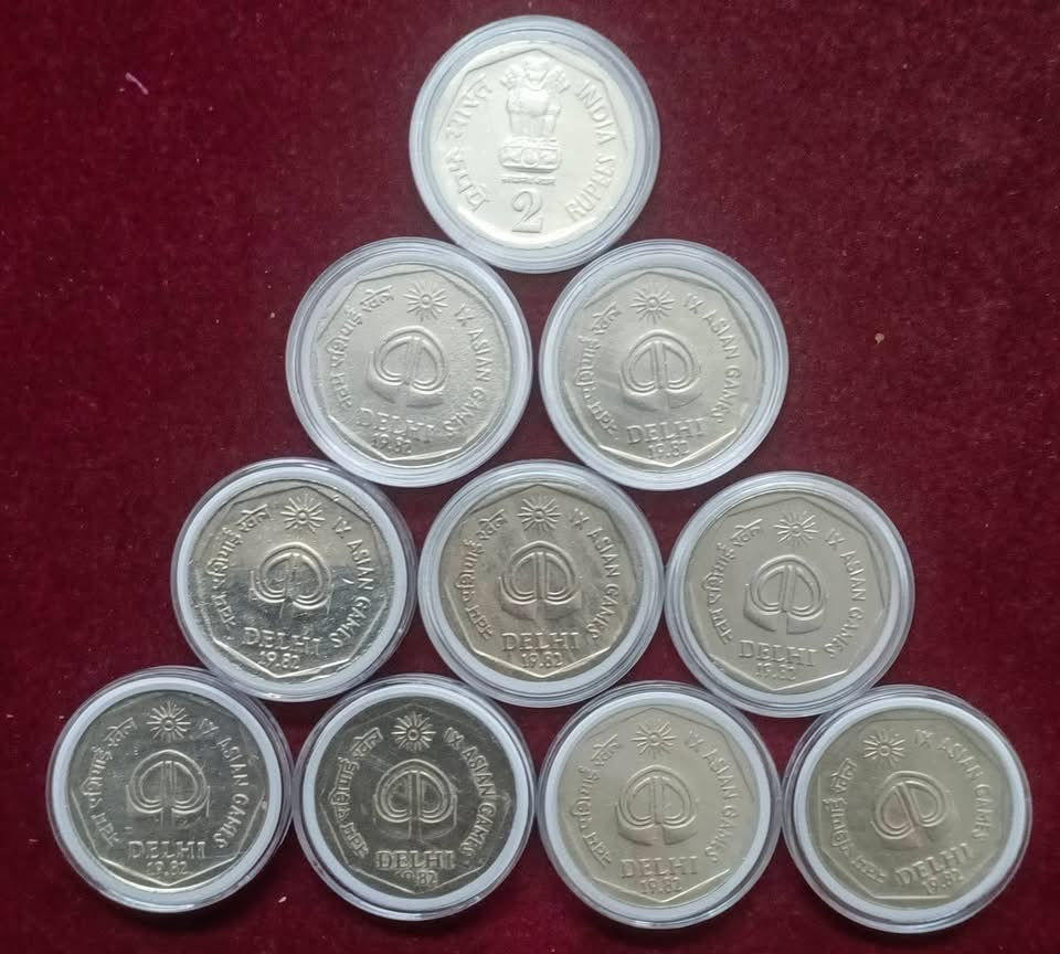 Rs 2,RUPEES ASIAN GAME BOMBAY MINT 10,COIN'S TOP CONDITION, - Collection Bazzar