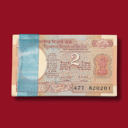 Rs 2 Satellite Note 100 Packet 820201-820300 R N Malhotra Signed - Collection Bazzar