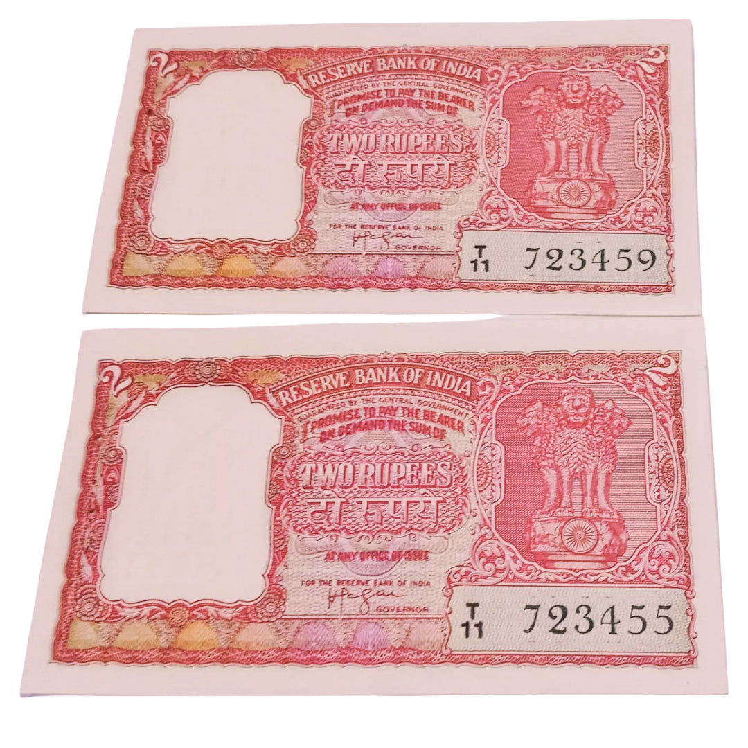 Rs 2 half Tiger HVR Iyenger notes(semi ladder no) each note price is 1700/- - Collection Bazzar