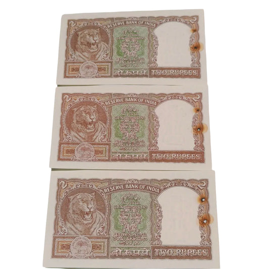 Rs 2 half tiger PC Bhattacharya sign note with middle 786 each note given for 1999 - Collection Bazzar