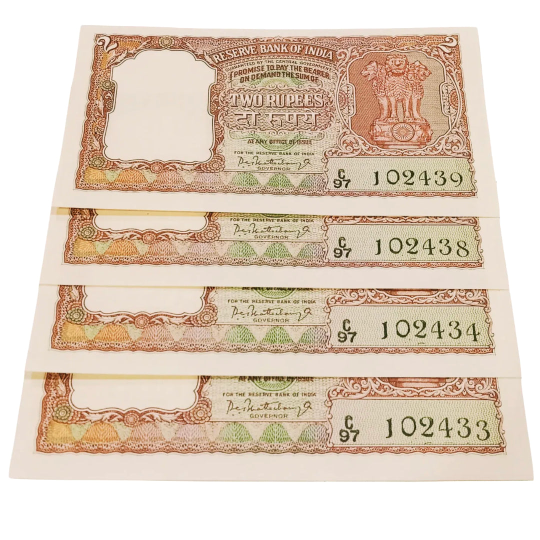 Rs 2 half tiger jumbled ladder number PC Bhattacharya each note given for 1500/- - Collection Bazzar