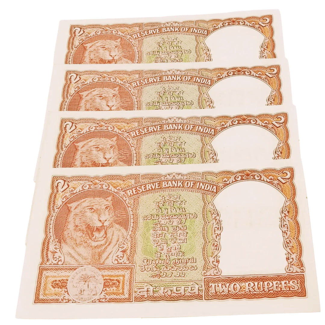Rs 2 half tiger jumbled ladder number PC Bhattacharya each note given for 1500/- - Collection Bazzar