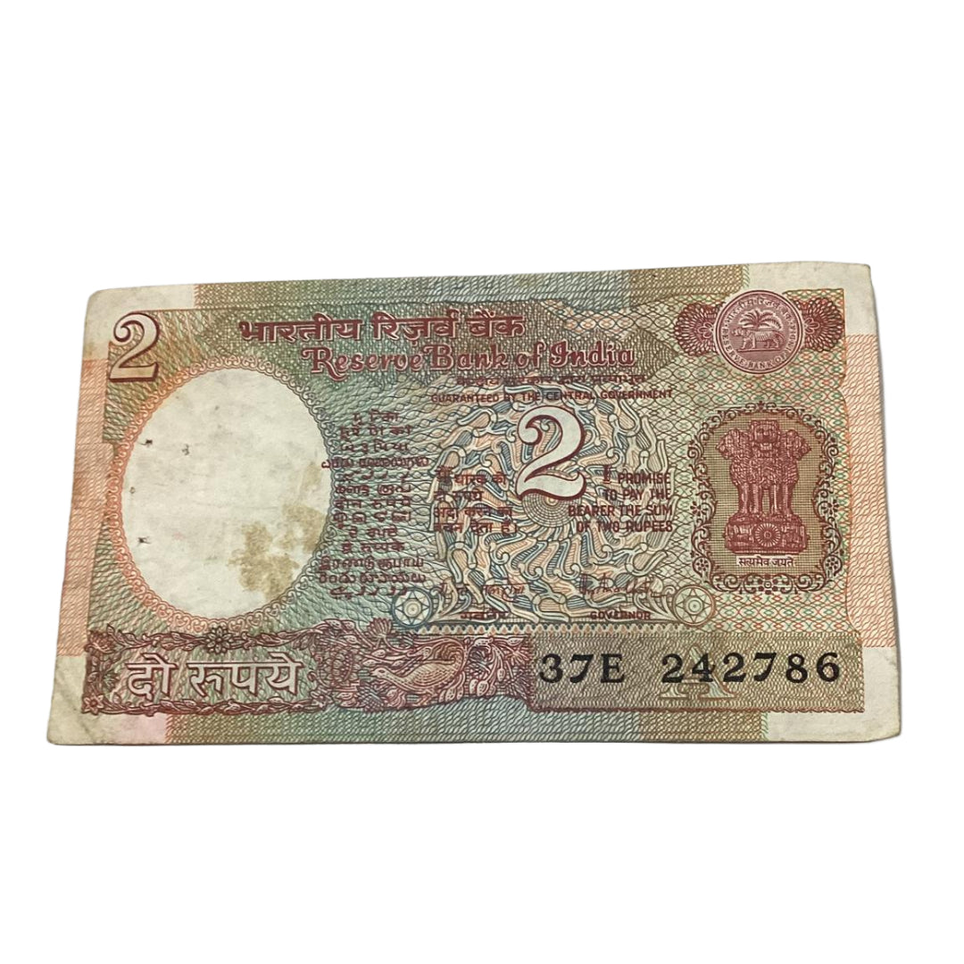 Rs 2 note 242786 bismillah holy number ending 786 governor r n malhotra rare collectible - Collection Bazzar