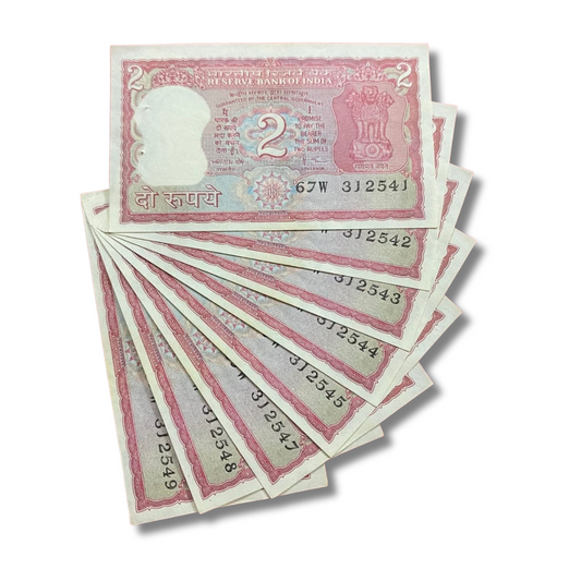 Rs 2 old issue rare note amitabh ghosh each note 999 unc condition - Collection Bazzar