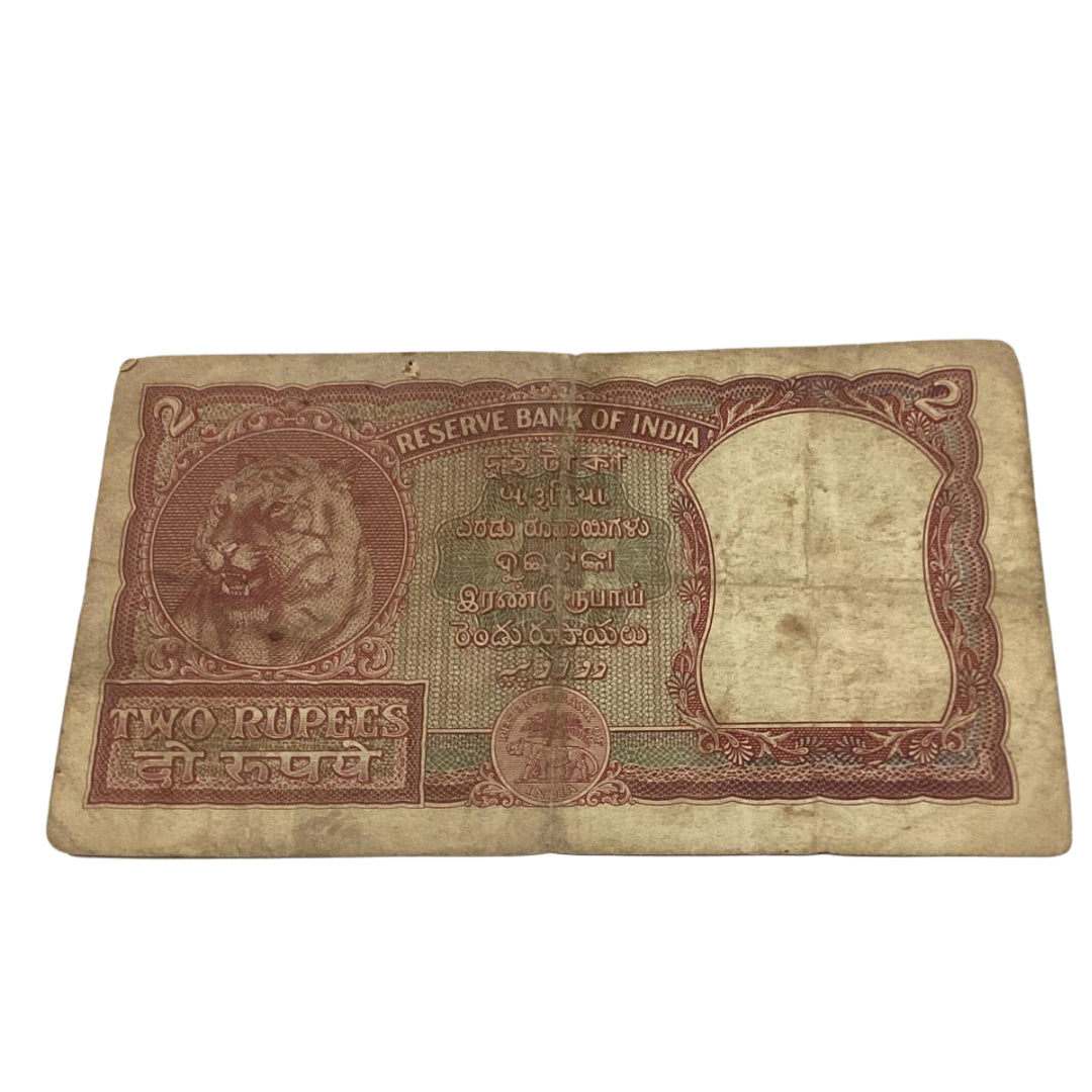 Rs 2 red tiger issue 885130 governor hvr iyenger rare collectible - Collection Bazzar
