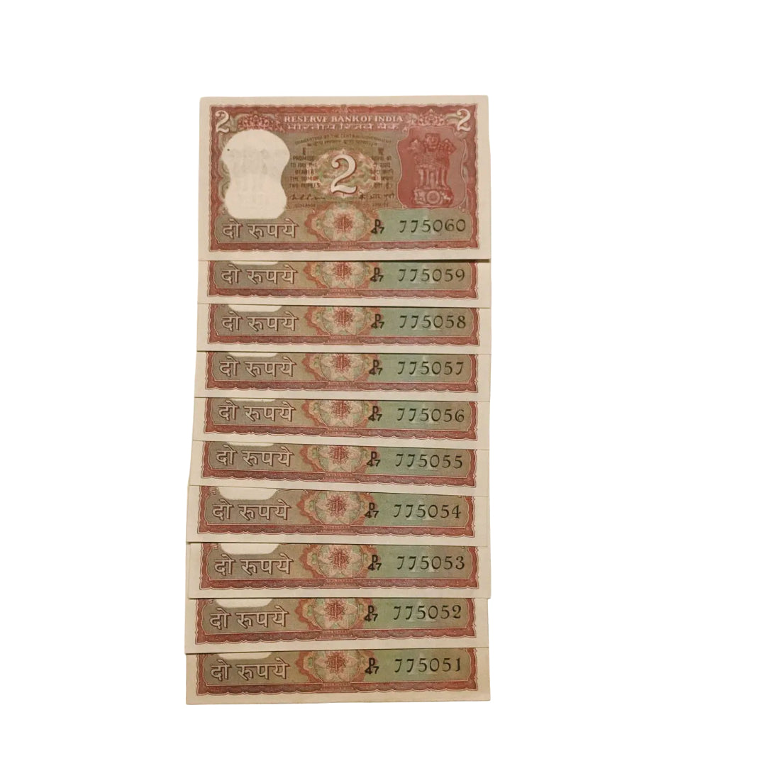 Rs 2 tiger notes rare governor K R puri lot each note 150 rare collectible - Collection Bazzar