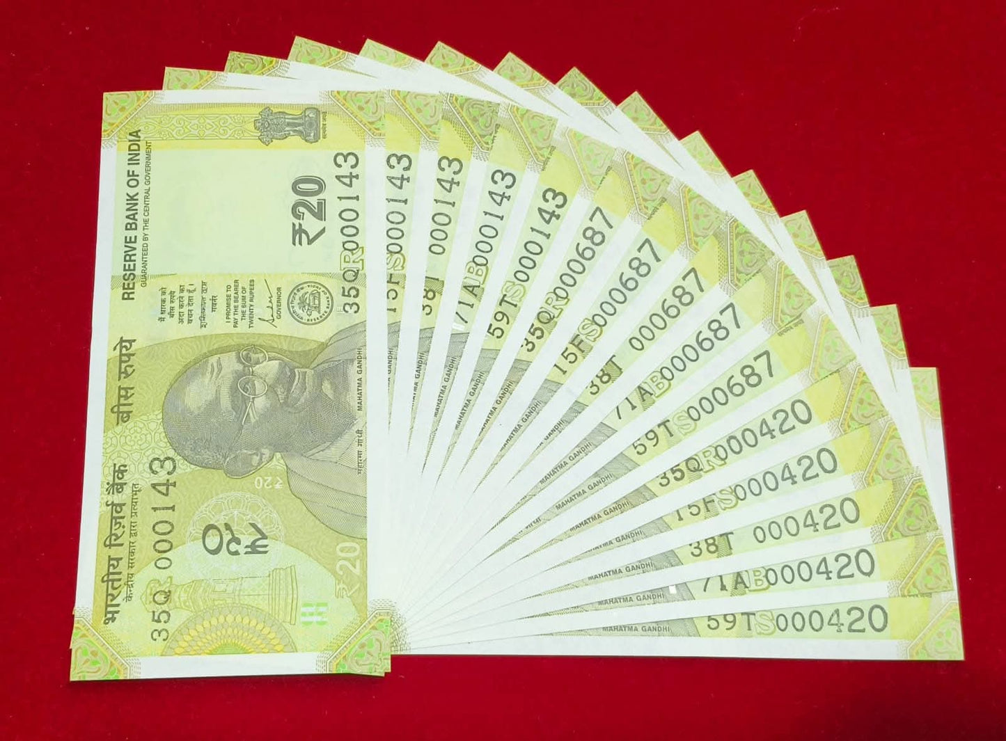 Rs 20 🇮🇳🇮🇳 000143,687,420
   GEM UNC
   QTY-  15pc lower number - Collection Bazzar