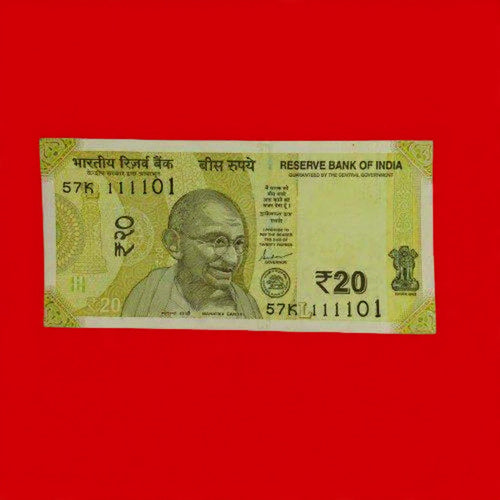 Rs 20 Birthday Anniversary Serial 111101 Date Note 11 November 2001 - Collection Bazzar